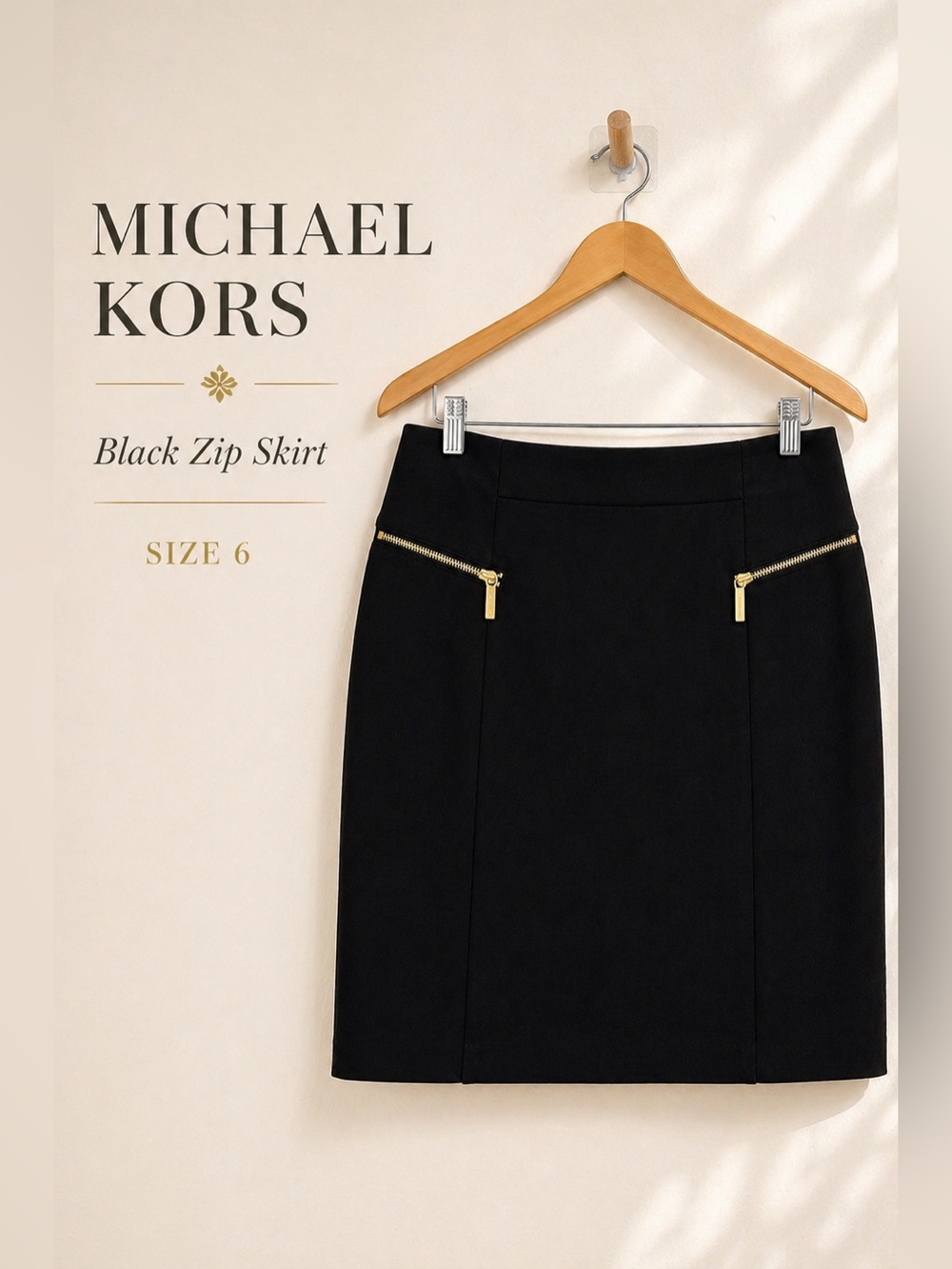 Michael Michael Kors Black Zip Pocket Pencil Skirt Size 6 NWOT